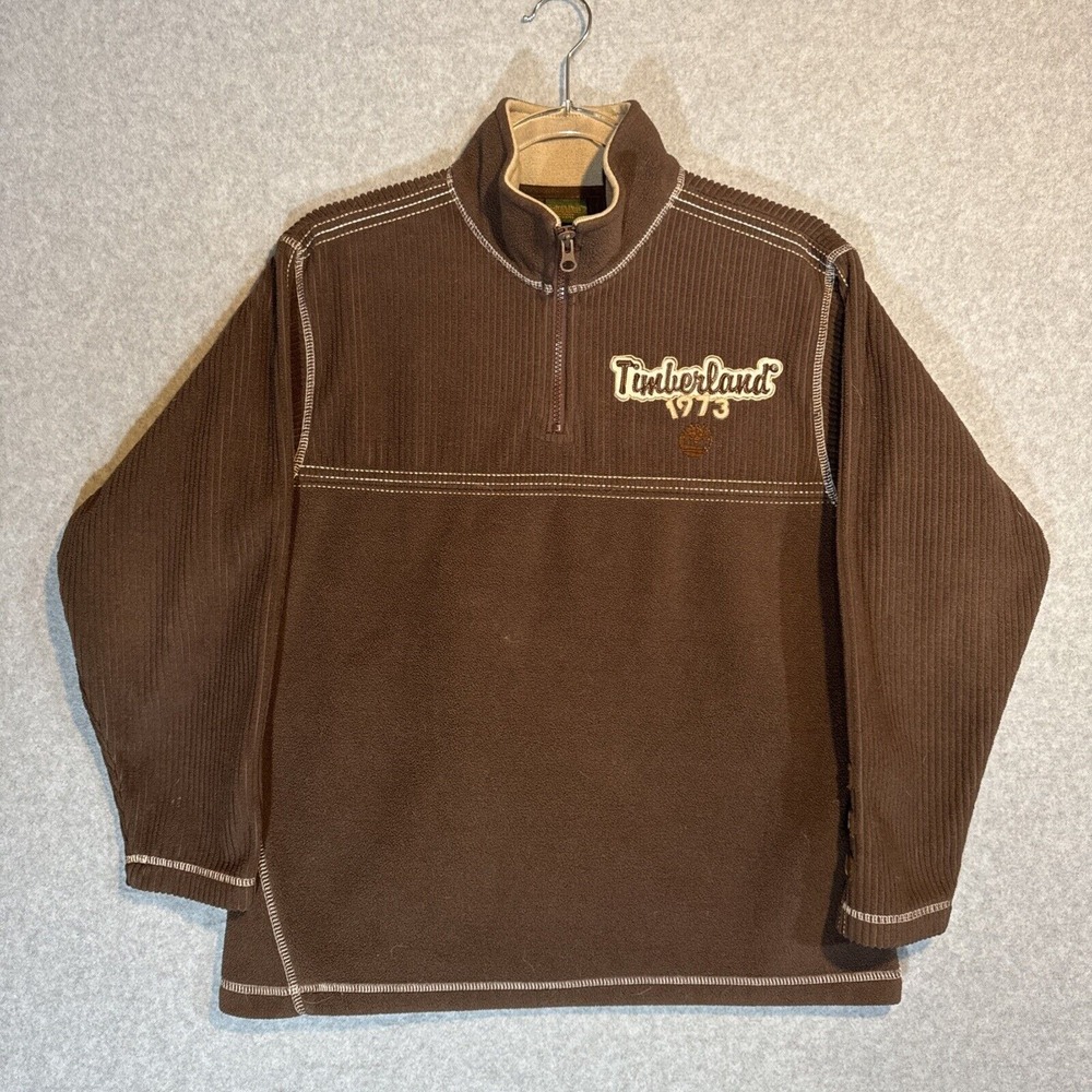 Timberland Women's 1/4 Zip Pullover Sweatshirt Sz M 12-14 Green Vintage Rare‎